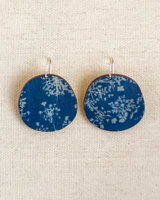 Queen Anne’s Lace Cyanotype Earrings — Round