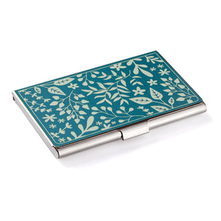Floral Card Case Blue