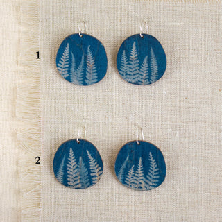 Fern Cyanotype Earrings — Round