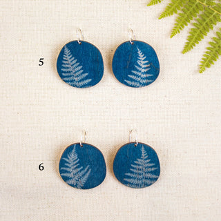 Fern Cyanotype Earrings — Round