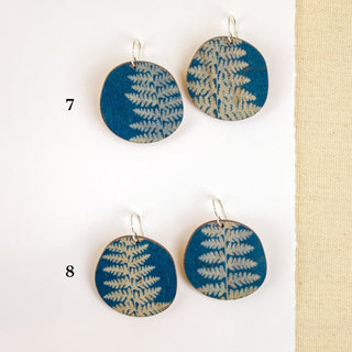 Fern Cyanotype Earrings — Round