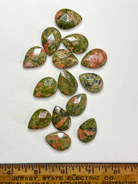 20mm Faceted Flat Gemstone Briolettes - MANY COLORS