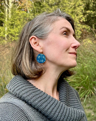 Fern Cyanotype Earrings — Round