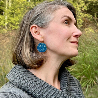 Fern Cyanotype Earrings — Round