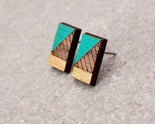 Lines Stud Earrings Teal