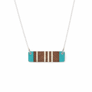 Lines Short Necklace - Teal Silver