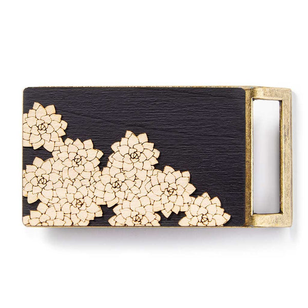 Black Flowers Belt Buckle