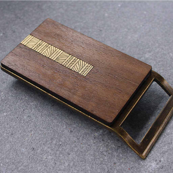 Geometric Lines Gold Belt Buckle