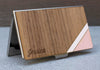 Stripe Card Case Pink & Walnut