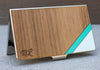 Stripe Card Case Teal & Walnut