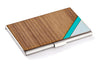 Stripe Card Case Teal & Walnut