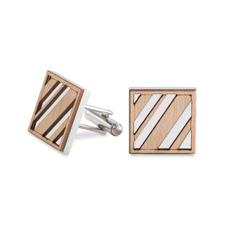 Wood and stainless steel cufflinks