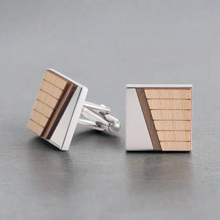 Wood and stainless steel cufflinks