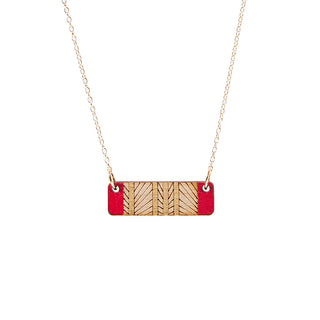 Lines Short Necklace - Red