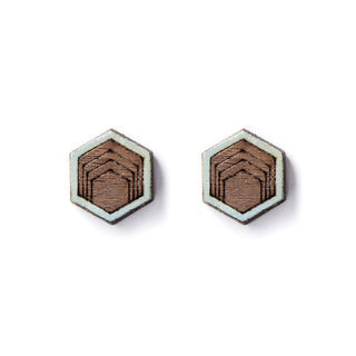 Walnut Hex Stud Earrings