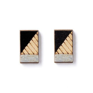 Lines Stud Earrings Black