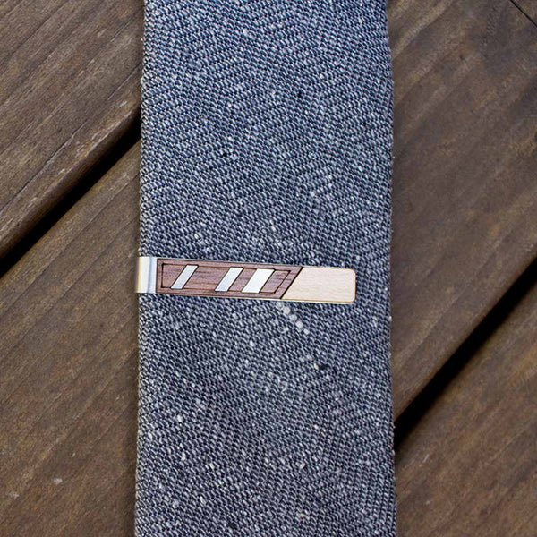 Diagonal Two Tone Tie Clip
